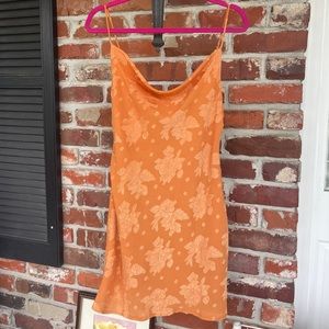 Hello Molly Orange cowl neck cocktail dress